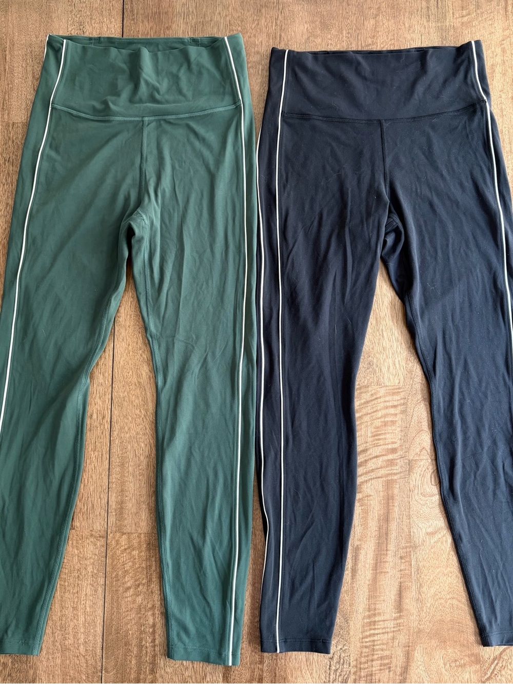 (Set of 2) All in Motion Women’s Leggings Forest Green & Black with Side Piping
